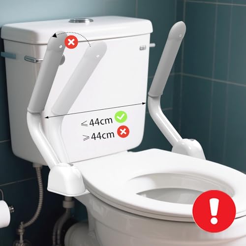 Heuffe Standing Aid Toilet Foldable, Robust Toilet Standing Aid No Drilling, Toilet Support Frame, Toilet Handle for Disabled People, Toilet Frame Freestanding