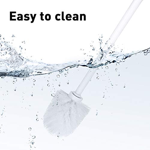 Qulable Toilet Brush, Durable Long Handle Eco Plastic Toilet Brush Cleaner White (2 Pack)