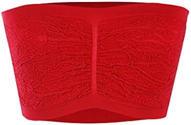 Mb Trend Seamless Strapless Wrinkled Front Ruched Bandeau, One Size, Red