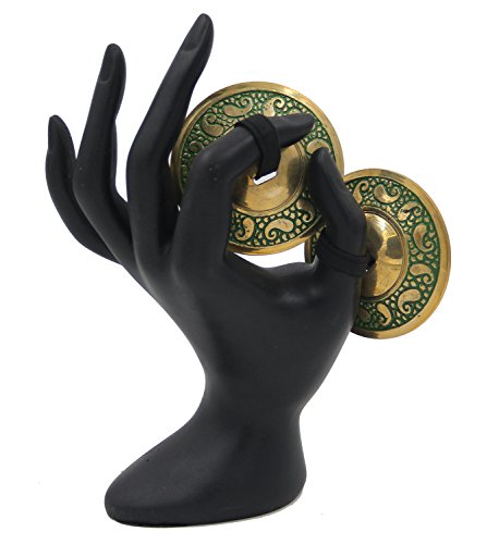 DharmaObjects 2 Pairs Pro Brass Fingers Cymbal Zills Belly Dancing Free Silk Pouch (Green)