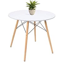 KaiMeng Kitchen Dining Table White Modern Round Coffee Table Leisure Style Wooden Tea Table Office Conference Pedestal Desk