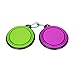 IDEGG Portable Silicone Pet Bowl, 5 Inches, Foldable Expandable Water Feeding Travel Bowl Cup Dish for Pet Dog Cat and Small Animals (Set of 2, Purple+Green)