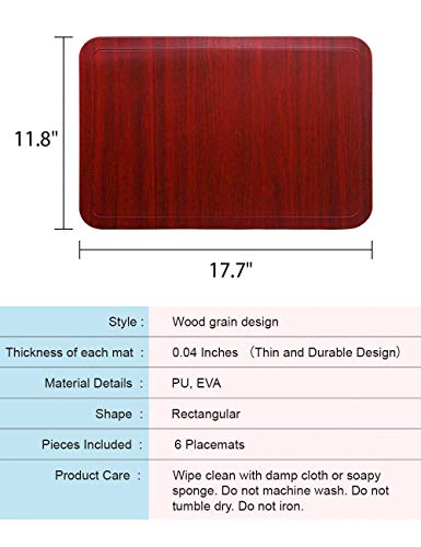 Alpiriral Dining PlaceMats Heat Resistant PlaceMats Easy to Wipe Off Scrub Vinyl Place Mats Washable Table Mats Protect A Table from Messes & with A Nice Looking (Red, Set of 6) - Thumbnail 5