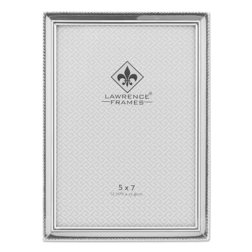 Lawrence Frames 11657 Polished Silver Plate 5x7 Picture Frame - Bead Border Design