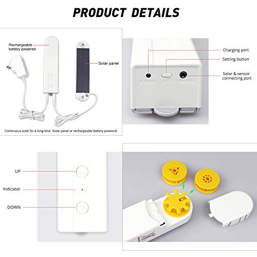 Keego Smart Blinds Drive Motor - Powered by Solar Panel and Charger Smart DIY Home Automation Devices Control by Bluetooth and APP Timer Remote Control