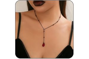 MIFYNN Vintage Gothic Blood Drop Tassel Pendant Necklace Red Water Drop Choker Necklace Punk Style Necklace Dark Tear Drop Y Necklace Halloween Necklace Jewelry for Women