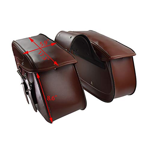 YHMTIVTU Motorcycle Saddlebag Waterproof Tool Bag Leather Travel Bag for Harley Sportster Honda Suzuki Yamaha BMW Brown - Thumbnail 3
