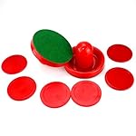 Air Hockey Red Replacement Pucks & Slider Pusher Goalies for Game Tables, Equipment, Accessories (2 Striker, 6 Puck Pack)