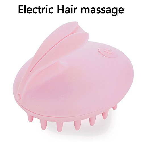 Hair Massage Brush Head Neck Massager BMK BLUEMICKEY Silicone Electric Vibration Comb Shampoo Bath Scalp Care Vibrating Brush for Dry Damaged Hair,Men, Women, Kids (Pink)