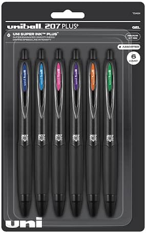 Uni-Ball 207 Plus+ Gelstifte – 4er Pack, Schwarz, 0,7mm, Wasserfest & Fälschungssicher