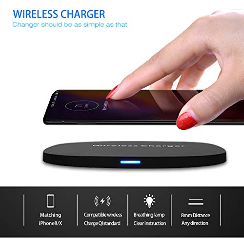 TENNBOO Wireless Charger Station Qi-Certified 7.5W Wireless Charging Compatible for iPhone Xs MAX/XR/XS/X/8/8 Plus,10W Compatible Galaxy Note 9/S9/S9 Plus/Note 8/S8,5W All Qi-Enabled Phones(Black)