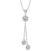 Moissanite Necklace with 925 Silver Three-Stone Pendant on a Slim Adjustable-Length Chain