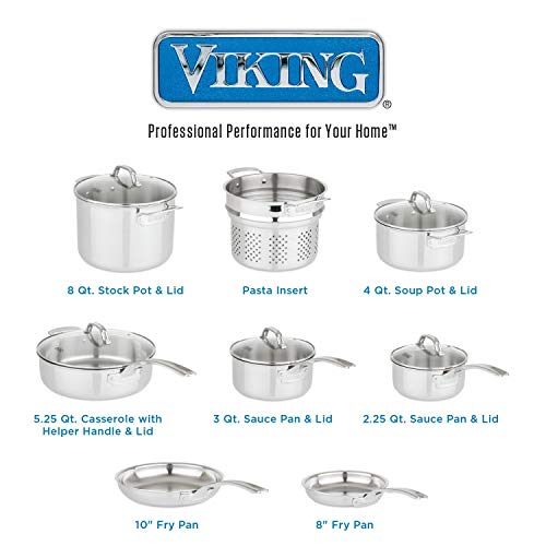 Viking TriPly Complete 13Piece Cookware Set Suitable for Oven