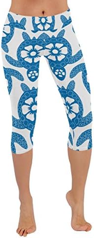 Honey Day House Custom Sea Turtle Fashion Low Rise Capri Leggings for Women