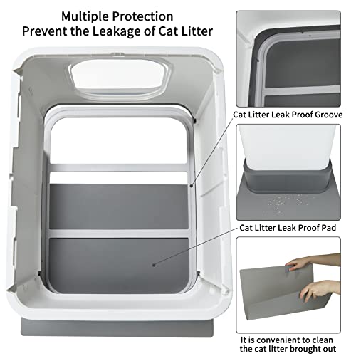 Large Foldable Cat Litter Box,Top Entry Enclosed Cat Kitty Toilet