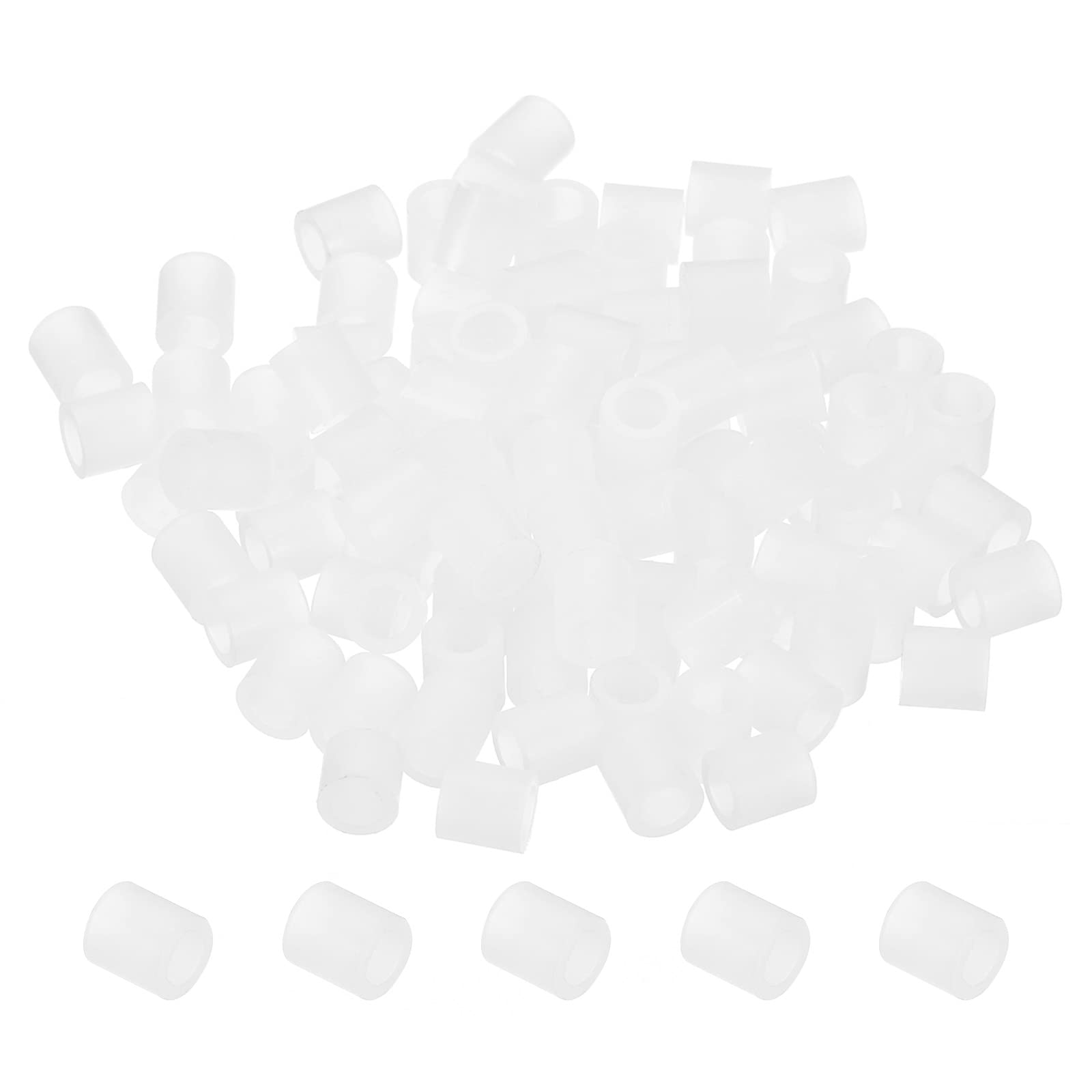 PATIKIL 3.2mm ID x 5mm OD x 5mm L Round Spacers Washers, 100 Pack Nylon Standoff Gaskets for M3 Hardware Screws Bolts for 3D Printer Electrical Outlet, White
