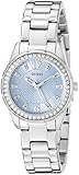 GUESS Women's U0445L5 Sporty Feminine Silver-Tone Watch with Sky Blue Dial