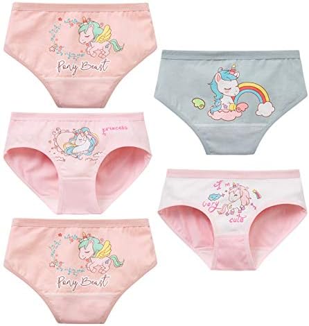 MiSense 5 Pack Ladies Underwear Cotton Panties Woman’s Briefs Youngsters Underwear for 2-8 Years