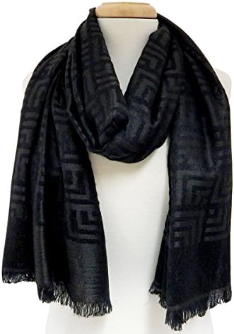 Alabama Girl Greek Key Pashmina Scarf in Black