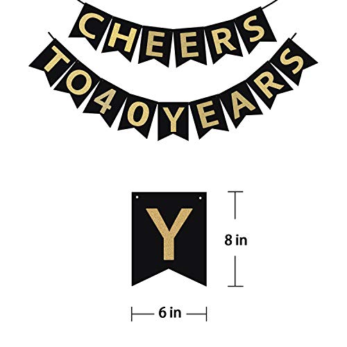 40th Birthday Party Decorations KIT - Cheers to 40 Years Banner, Sparkling Celebration 40 Hanging Swirls,Gold and Black Latex 40 Birthday Balloons, Perfect 40 Years Old Party Supplies 40th Anniversary Decorations
