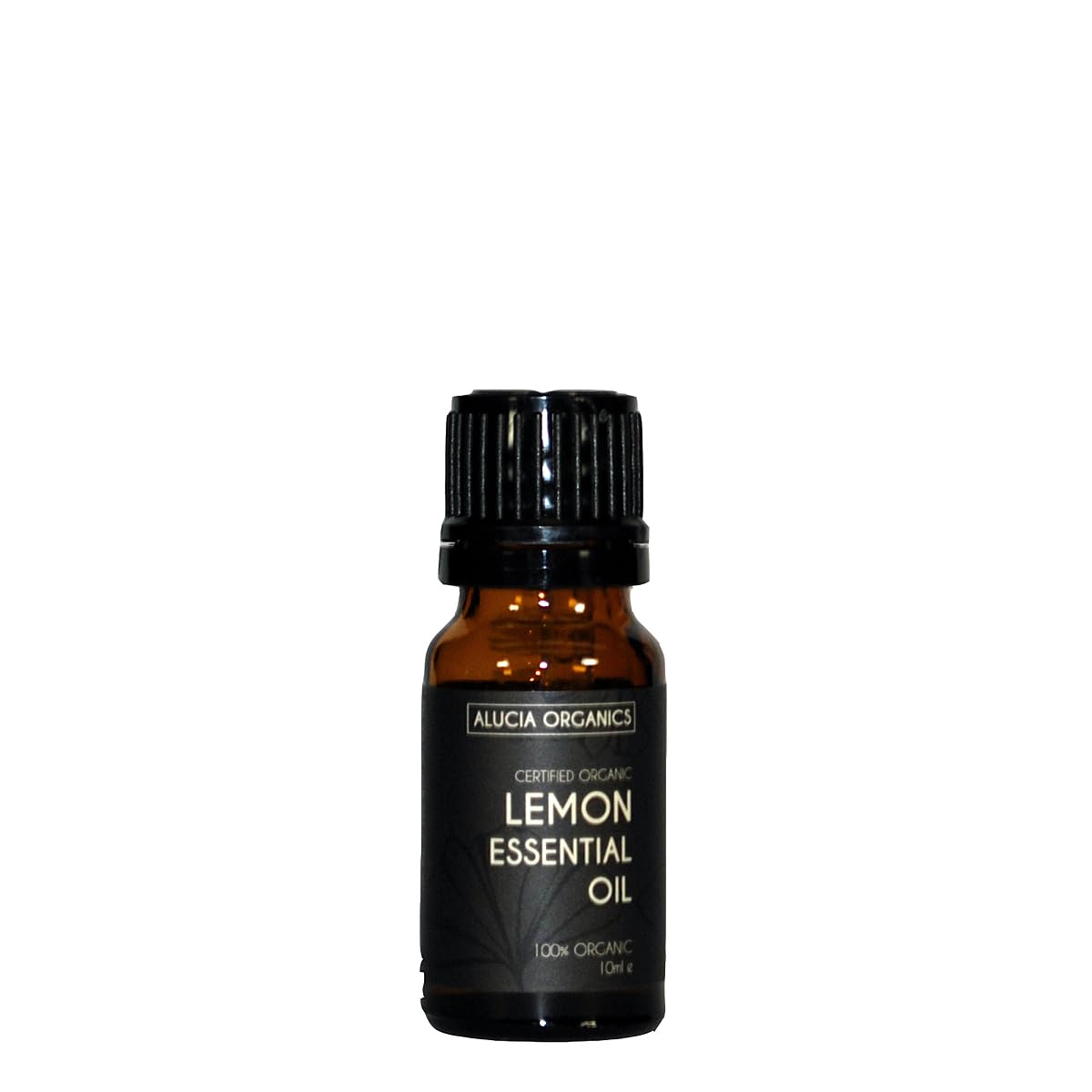 Alucia Organics Certified Organic Lemon Essential Oil 10ml - Pure, Natural, Cruelty Free, Vegan, Undiluted - for Use in Aromatherapy, Massage Blends and Diffusers