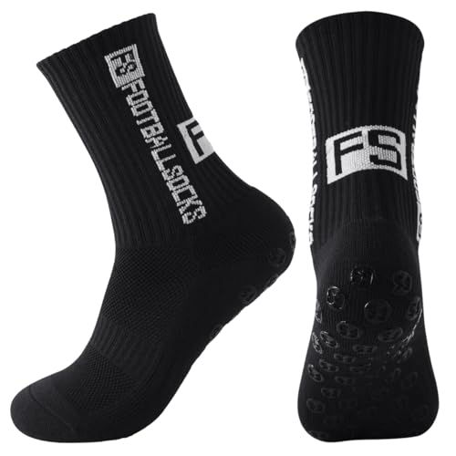Betrynidil 1 Pair Non-Slip Football Socks, Football Socks, (39-46) Non-Slip Football Socks for Men and Women, for Football, Basketball, Tennis, Running, Cycling (Black)