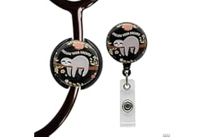 ROFLYER Stethoscope Tag,Steth ID Tag,Nurse Doctor Stethoscope ID Tag and Retractable Badge Reels Set, Stethoscope Charms Accessories and Badge Holder,Set of 2