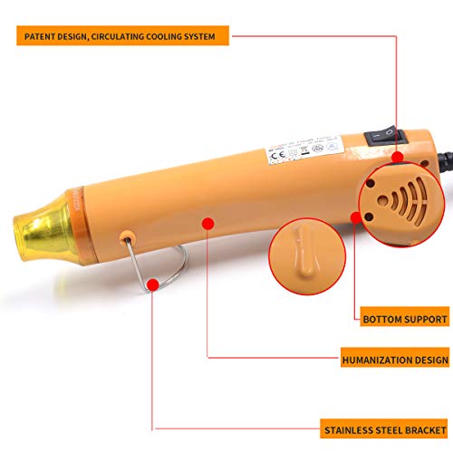 New Heat Gun,mofa Hot Air Gun Tools Shrink Gun with Stand For DIY Embossing And Drying Paint Multi-Purpose Electric Heating Nozzle 300W 110V (Yellow,Yellow)