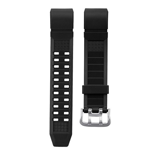 MoreToys Silicone Adjustable Replacement Accessory Sport Watch Band Wrist Strap Bracelet for Fitbit Charge 2 Fitness Wristband (Black)