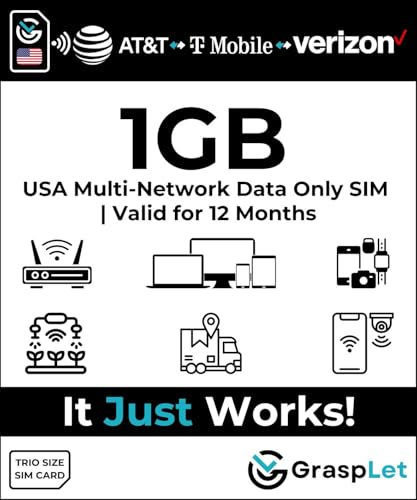 USA Nationwide Multi-Network Data SIM Card | Auto-Selects The Strongest Network: AT&T, T-Mobile, or Verizon (1GB - 3 Months)