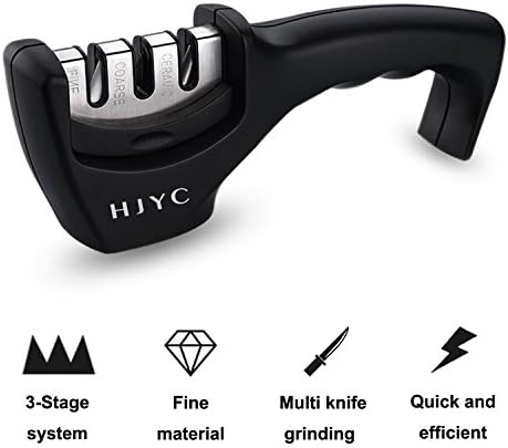 HJYC Kitchen Knife Sharpener,3-Stage Sharpening Tool Kitchen Gadgets,Professional Bavarian Edge Knife Sharpeners Best,Safe and Easy to Use