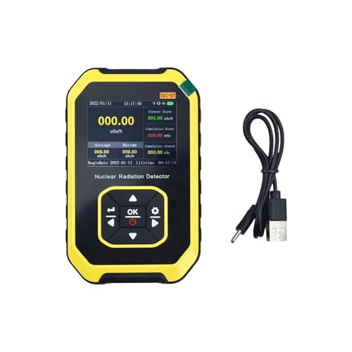 Geiger Counter Nuclear Radiation Detector, Portable Rechargeable Nuclear Radiation Dosimeter with LCD Display, Handheld Beta Gamma X-ray Monitor 5 Dosage Units Switched for Marble Food Metal Detector