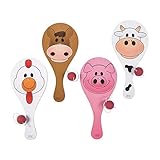Fun Express Wooden Farm Animal Paddle Balls (12 Pack) 9"