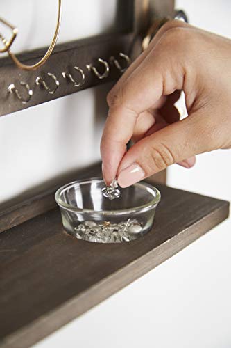 SoCal Buttercup Deluxe Rustic Wood Jewelry Organizer - from Hanging Wall Mounted Wooden Jewelry Display - Organizer for Earrings, Necklaces, Bracelets, Studs, and Accessories - Thumbnail 4