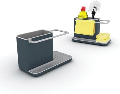 Joseph Joseph Caddy Kitchen Sink Organiser with Sponge Holder Grey