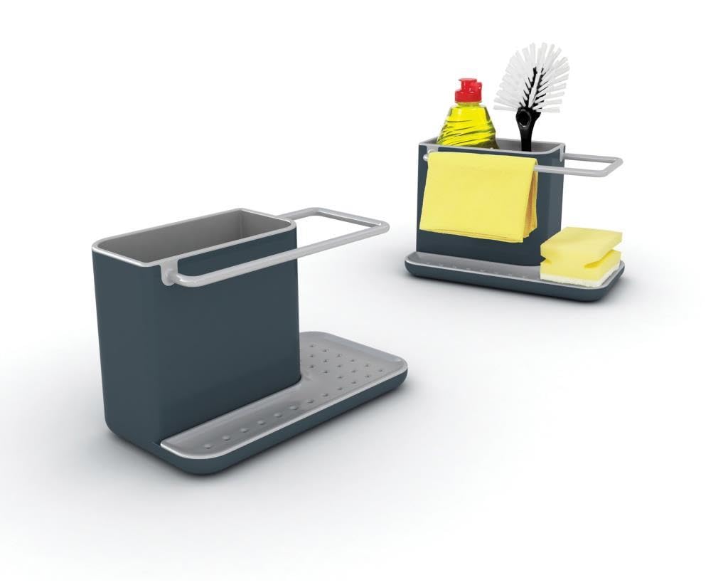 Joseph Joseph Caddy Kitchen Sink Area Organiser with Sponge Holder and Cloth Hanger - Grey