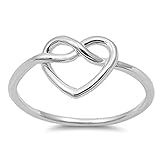 Women's Heart Infinity Knot Classic Ring New 925 Sterling Silver Band, Size 3-10