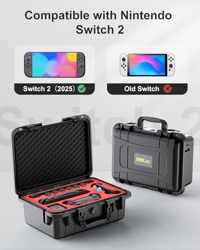 Hartschalen Tasche für Nintendo Switch 2, Professional Deluxe IP67 wasserdicht, weich gefütterte Hartschalen Tragetasche für Nintendo Switch 2 Console Pro Controller und Zubehör (Schwarz) thumbnail 3