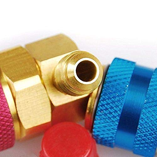 FASTROHY Adjustable R134A AC Quick Coupler Connector Adapters Fitting High Low 1/4 inch SAE HVAC Manifold Gauge Hose Set