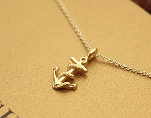 Clavicle Necklace with Blessing Gift Card, Small Dainty Gold Anchor with Rope Pendant Chain, Classy Costume Choker Jewelry Favors - Thumbnail 4
