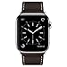 MARGE PLUS Compatible with Apple Watch Band 44mm 42mm 40mm 38mm, Genuine Leather Replacement Band for iWatch Series 6 5 4 3 2 1, SE (Ebony/Silver, 40mm/38mm)