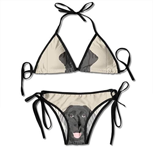 Black Labrador Pillow with Cut Lines Women's Fashion Bikini Swimwear Sexy Swimsuit Beach Swimming Suit