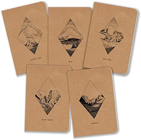Bright Day Calendars Field Journal/Pocket Notebook by - 8" x 5" Lined Memo Book - Mountain Collection Pack of 5
