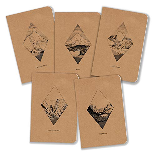 Bright Day Calendars Field Journal/Pocket Notebook by - 8" x 5" Lined Memo Book - Mountain Collection Pack of 5