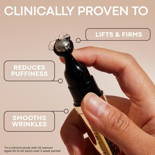 Tonymoly Intense Care 24K Gold Snail Eye Serum – Anti-Aging, Reduces Puffiness, Dark Circles & Wrinkles – Hyaluronic Acid & Peptides – 360° Eye Roller, 20ml
