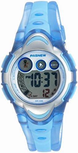 LED Waterproof Sports Digital Watch for Children Girls Boys (Light Blue)