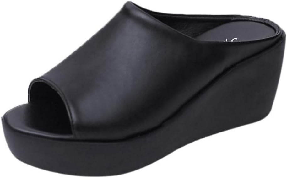 Women Sandals,BaZhaHei Women Summer Fashion Leisure Fish Mouth Sandals Thick Bottom Slippers Slip-On Outdoor Shoes Wedges Slippers Peep Toe Slipper High Flat with Shoes Ladies Sandals Size 2-7