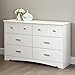 South Shore Tiara 6-Drawer Double Dresser, Pure White with Jewel-Like Handles