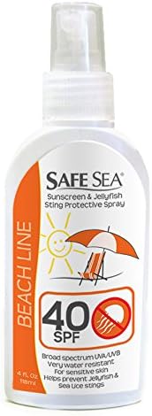 SAFE SEA Anti Jellyfish Sunscreen, SPF40 Lotion Repellent Against Sea Lice & Jelly Stings, Hypoallergenic & Biodegradable (SPF40 Spray, Pack of 12)