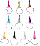 MarJunSep 10 Pcs Unicorn Horn Headbands for Kids & Toddlers Party Decoration or Halloween Cosplay Costume